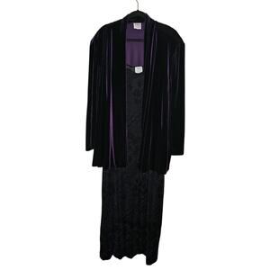 R&M Richards by Karen Kwong Dress & Jacket Set Size 30W Purple Glitter & Velvet